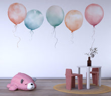 Load image into Gallery viewer, Watercolor Balloon Wall Decals • Kids Room Wall Stickers • Nursery Balloon Decor • Pastel Peel &amp; Stick Wall Art • Baby Girl And Boy Room