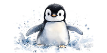 Load image into Gallery viewer, Watercolor Penguin Wall Decal • Giant Baby Penguin Nursery Sticker • Kids Room Arctic Animal Decor • Peel &amp; Stick Mural • Playroom Wall Art