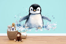 Load image into Gallery viewer, Watercolor Penguin Wall Decal • Giant Baby Penguin Nursery Sticker • Kids Room Arctic Animal Decor • Peel &amp; Stick Mural • Playroom Wall Art