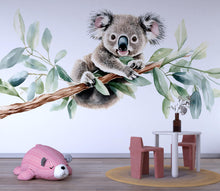 Load image into Gallery viewer, Koala Wall Decal • Nursery Koala Sticker • Baby Room Wall Art • Watercolor Animal Mural • Kids Room Decor • Eucalyptus Branch Wall Sticker