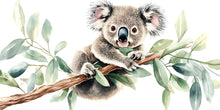 Load image into Gallery viewer, Koala Wall Decal • Nursery Koala Sticker • Baby Room Wall Art • Watercolor Animal Mural • Kids Room Decor • Eucalyptus Branch Wall Sticker