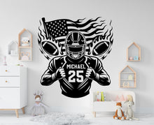 Load image into Gallery viewer, Large Custom Name American Football wall decal Sport Wall Decal Kids Decal Personalized Gifts wall Vinyl Wall Sticker Boy Room 981RS