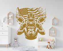 Load image into Gallery viewer, Large Custom Name American Football wall decal Sport Wall Decal Kids Decal Personalized Gifts wall Vinyl Wall Sticker Boy Room 981RS