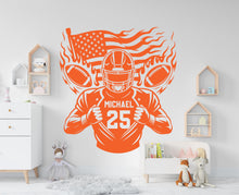 Load image into Gallery viewer, Large Custom Name American Football wall decal Sport Wall Decal Kids Decal Personalized Gifts wall Vinyl Wall Sticker Boy Room 981RS