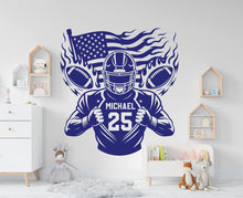 Load image into Gallery viewer, Large Custom Name American Football wall decal Sport Wall Decal Kids Decal Personalized Gifts wall Vinyl Wall Sticker Boy Room 981RS