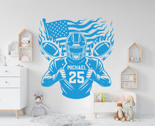 Load image into Gallery viewer, Large Custom Name American Football wall decal Sport Wall Decal Kids Decal Personalized Gifts wall Vinyl Wall Sticker Boy Room 981RS