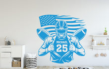Load image into Gallery viewer, Custom Name American Football Wall Decal, Custom name Football Wall sticker, Personalized gift Football wall art Kids room Decal 172DE