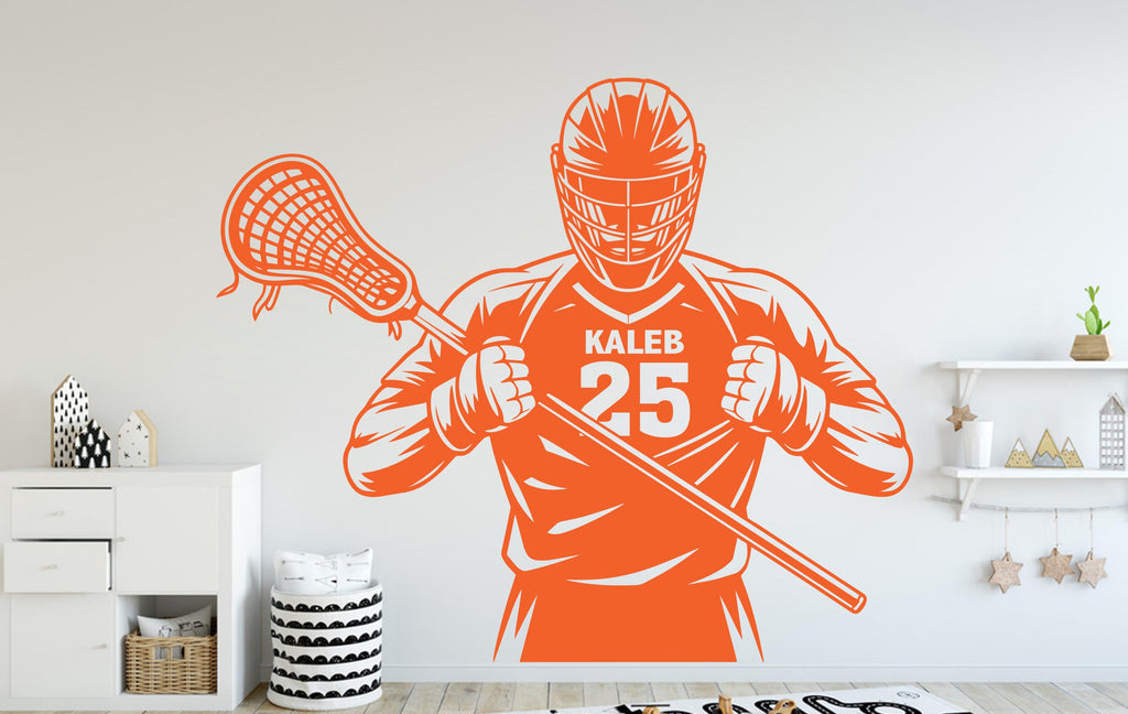 Custom Name Lacrosse Wall Decal, Kids Room Decor