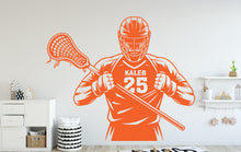 Load image into Gallery viewer, Custom Name Lacrosse Wall Decal, Kids Room Decor