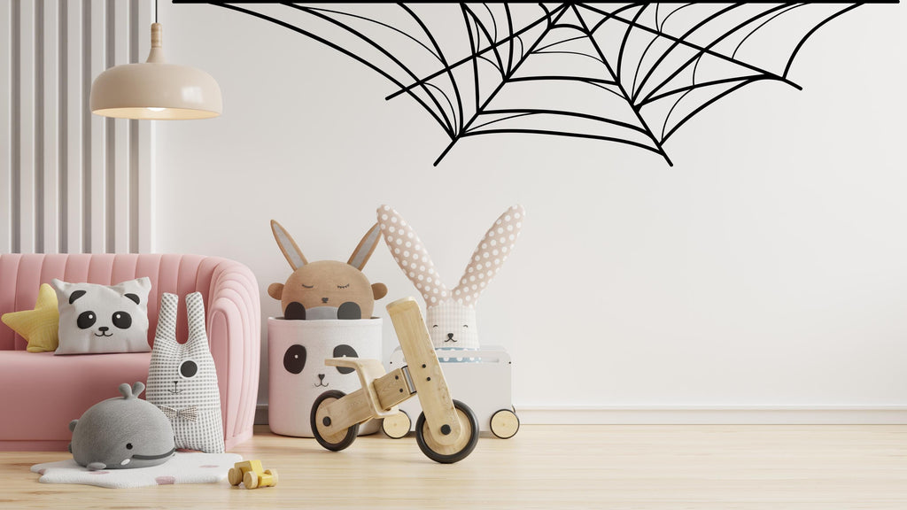 Spider web wall decal Spider web wall sticker Nursery kids room decor Halloween funny scary vinyl art decor Halloween Spooky web decal 697LU