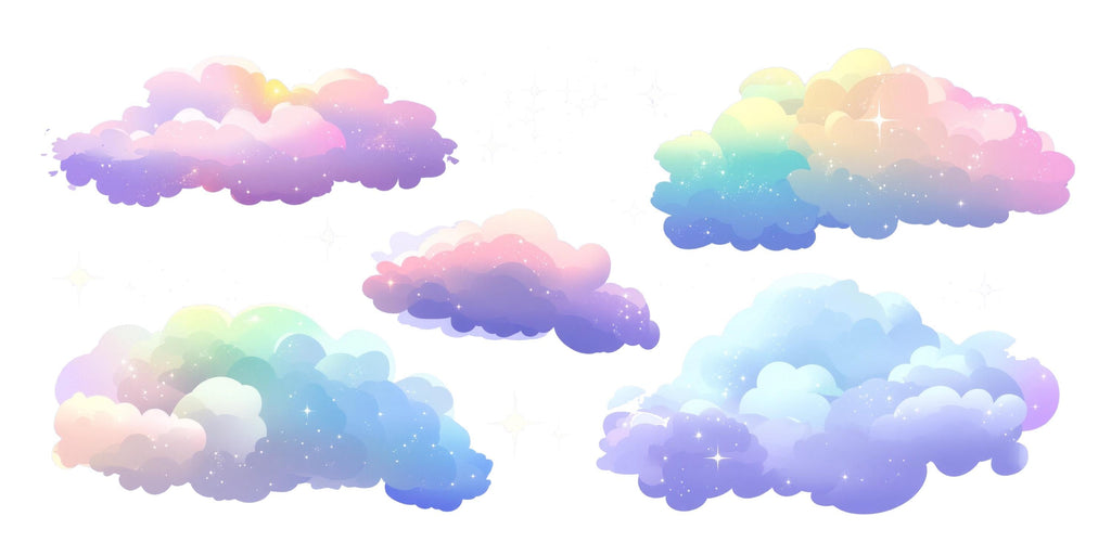 Rainbow Pastel Cloud Wall Decals • Kids Room Peel & Stick Cloud Stickers • Nursery Sky Mural • Removable Pastel Wall Art for Baby Rooms