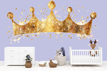 Load image into Gallery viewer, Gold Crown Wall Decal for Nursery • Royal Crown Sticker • Kids Room Peel &amp; Stick Mural • Princess Prince Nursery Decor • Removable Wall Art