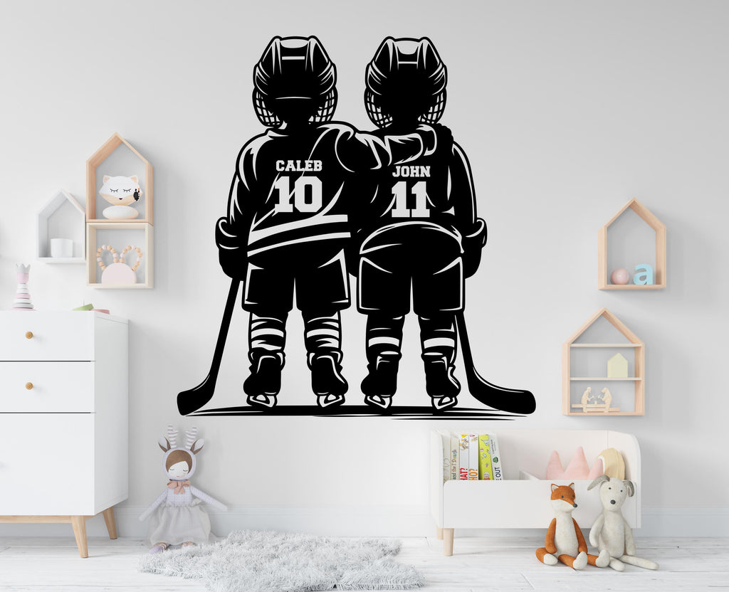 Brother Hockey wall decor, Custom Wall Decal Sport Vinyl, Hockey stickers, Boys Passion, Hockey Wall Art, Wall Stickers, Kids Room 1006RS