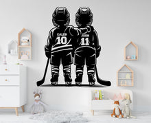 Load image into Gallery viewer, Brother Hockey wall decor, Custom Wall Decal Sport Vinyl, Hockey stickers, Boys Passion, Hockey Wall Art, Wall Stickers, Kids Room 1006RS