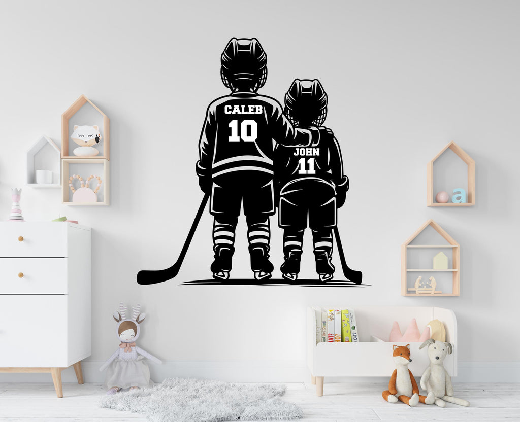 Brother Hockey wall decor, Custom Wall Decal Sport Vinyl, Hockey stickers, Boys Passion, Hockey Wall Art, Wall Stickers, Kids Room 1007RS