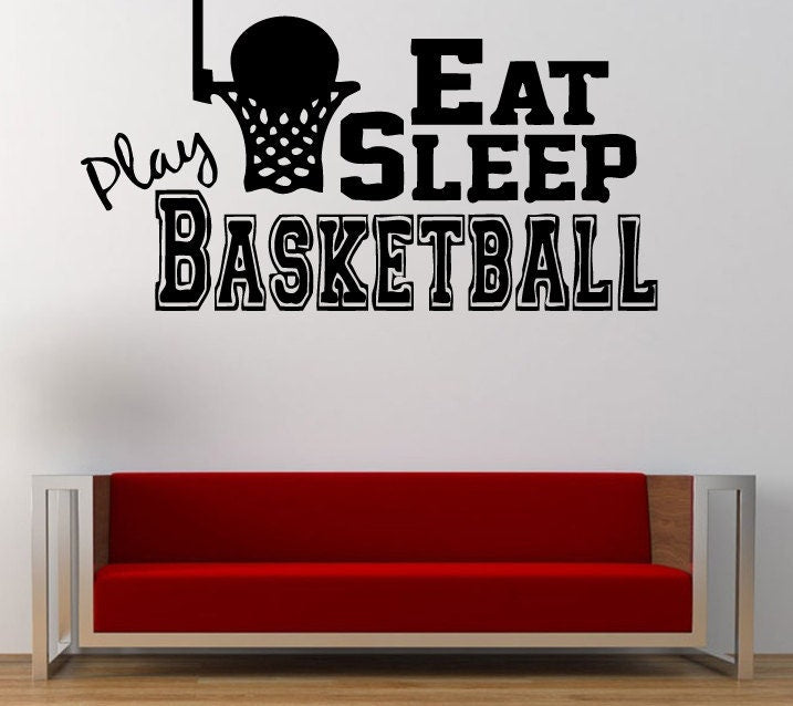 Eat Sleep Play Basketball Sport Game Fun Outdoors Wall Decal Sticker Vinyl Mural Leaving Bedroom Room Home Decor FREE SHIPPING L295