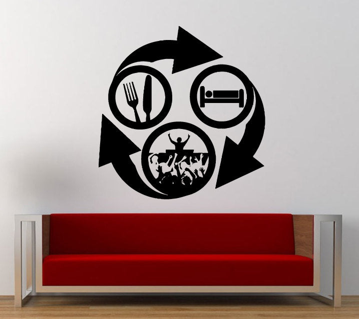Eat Sleep Rave Repeat Electronic Dance Music Plur Club Wall Decal Sticker Vinyl Mural Leaving Bedroom Room Home Decor FREE SHIPPING L291