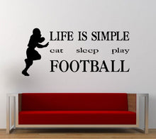 Load image into Gallery viewer, Eat Sleep Play Football Repeat American Sport Outdoors Wall Decal Sticker Vinyl Mural Leaving Bedroom Room Home Decor FREE SHIPPING L299