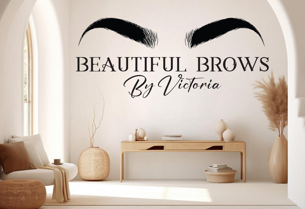 Beautiful Brows Wall Decal Beauty Salon Gifts Wall Decor Lashes Stickers SPA Women Make up Unique Gift 984RS