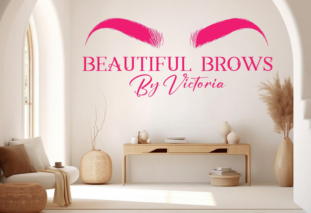 Beautiful Brows Wall Decal Beauty Salon Gifts Wall Decor Lashes Stickers SPA Women Make up Unique Gift 984RS