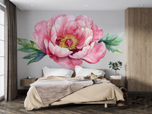 Load image into Gallery viewer, Large Peony Wall Decal • Pink Flower Mural Sticker • Watercolor Floral Bedroom Decor • Peel &amp; Stick Wall Art • Removable Botanical Mural
