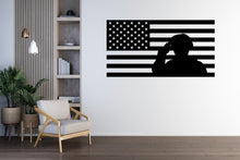 Load image into Gallery viewer, American Flag Soldier Salute Wall Decal – Patriotic Military Decor, US Army Marine Tribute Art, Veterans Gift, Home Wall Art Printable 705LU