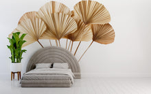 Load image into Gallery viewer, Boho Palm Leaf Wall Decal • Neutral Dried Palm Mural Sticker • Beige Botanical Wall Art • Peel &amp; Stick Bedroom Decor • Removable Wall Mural