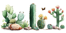Load image into Gallery viewer, Cactus Wall Decal • Watercolor Desert Plants Mural • Boho Southwestern Wall Art • Peel Stick Sticker Set • Removable Nursery &amp; Home Decor