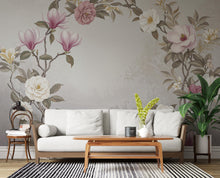 Load image into Gallery viewer, Elegant Magnolia Tree Wall Mural – Hand-Painted Watercolor Blossoms in Blush Pink &amp; White | Romantic Floral Wallpaper 986RS