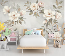 Load image into Gallery viewer, Magnolia Wallpaper Wall Mural – Hand-Painted Watercolor Blossoms | Romantic Floral Wallpaper 989RS