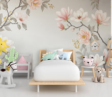 Load image into Gallery viewer, Magnolia Wallpaper Wall Mural – Hand-Painted Watercolor Blossoms | Romantic Floral Wallpaper 990RS