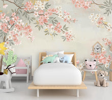 Load image into Gallery viewer, Elegant Cherry Blossom Wall Mural – Hand-Painted Watercolor | Floral Wallpaper, Japanese Sakura Tree wallpaper 991RS