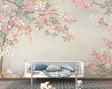 Load image into Gallery viewer, Elegant Cherry Blossom Wall Mural – Hand-Painted Watercolor | Floral Wallpaper, Japanese Sakura Tree wallpaper 991RS