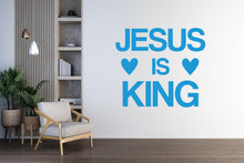 Load image into Gallery viewer, Jesus Is King Religious Wall Sign, Christian Words, Church Sanctuary Art, Cross Decor 177DE