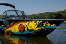 Load image into Gallery viewer, Bold Bass Boat Wrap – Vibrant Full-Color Fishing Vinyl Design for Bass Boats, Lake Boats &amp; Sport Cruisers | Custom Marine Graphic Boat Wrap