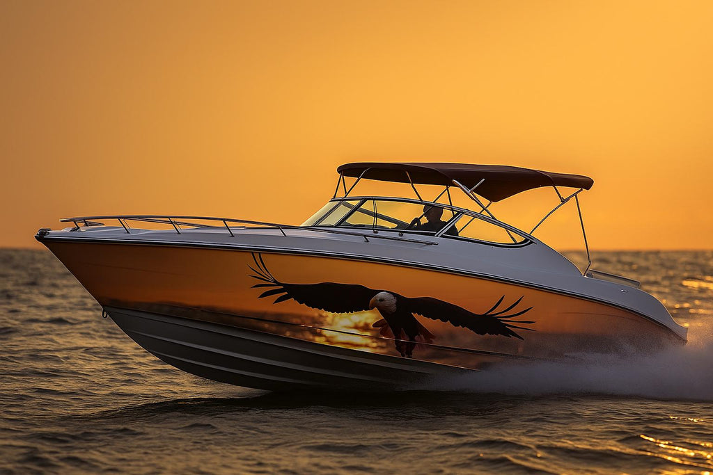 Freedom Eagle Boat Wrap – Patriotic Bald Eagle Marine Vinyl for Speed Boats, Offshore Cruisers & Sport Boats | American Boat Wrap
