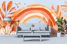 Load image into Gallery viewer, Boho Terracotta Rainbow Wall Decal • Large Floral Mural • Warm Earth Tone Peel and Stick Wall Sticker for Bedroom, Nursery &amp; Home Decor