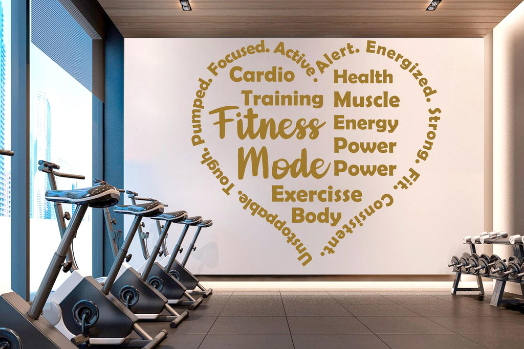 Fitness Mode Gym Wall Decal, Inspirational Words, Home Gym Decal, Fitness Collage, Gym Wall Art Gym Decor Gym Wall Decor Motivational 1010RS