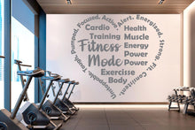 Load image into Gallery viewer, Fitness Mode Gym Wall Decal, Inspirational Words, Home Gym Decal, Fitness Collage, Gym Wall Art Gym Decor Gym Wall Decor Motivational 1010RS