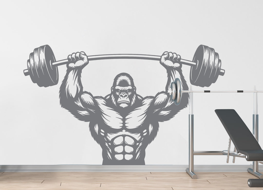 Gorilla Gym Wall Decal Bodybuilder fitness Decor Workout Art Vinyl Gym Wall Stickers Bedroom Gym Workout Skull Motivation 180DE