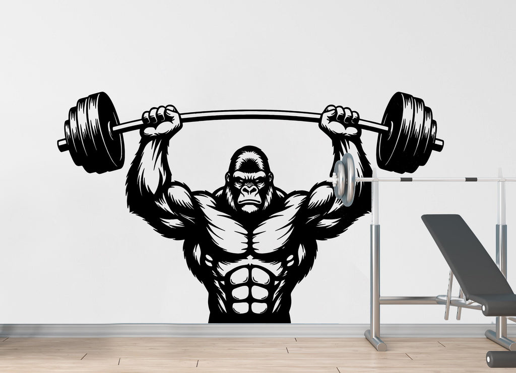 Gorilla Gym Wall Decal Bodybuilder fitness Decor Workout Art Vinyl Gym Wall Stickers Bedroom Gym Workout Skull Motivation 180DE