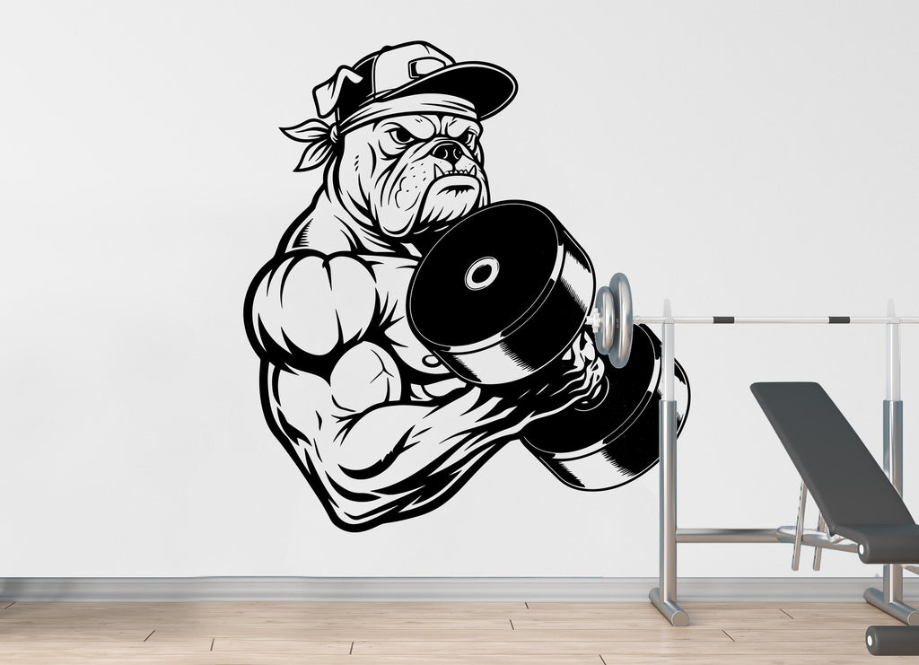 Bulldog Gym Wall Decal Bodybuilder fitness Decor Workout Art Vinyl Gym Wall Stickers Bedroom Gym Workout Skull Motivation 182DE