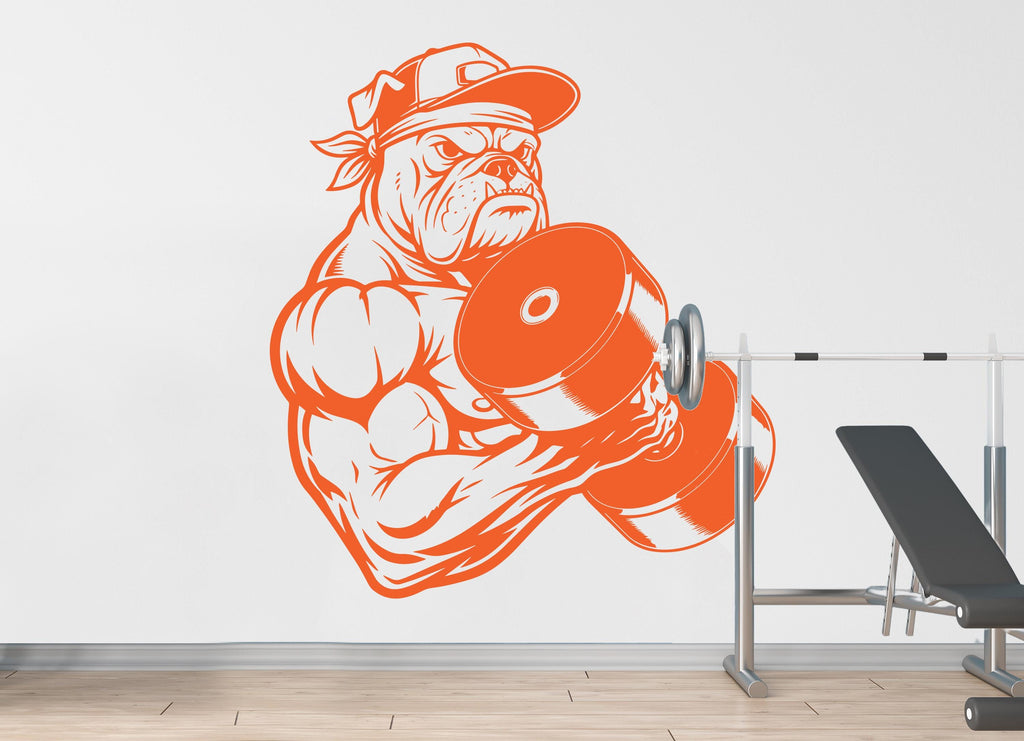 Bulldog Gym Wall Decal Bodybuilder fitness Decor Workout Art Vinyl Gym Wall Stickers Bedroom Gym Workout Skull Motivation 182DE
