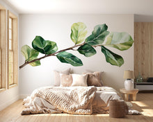 Load image into Gallery viewer, Fiddle Leaf Fig Wall Decal • Large Green Leaf Branch Sticker • Botanical Wall Art • Removable Peel &amp; Stick Mural • Nature Bedroom Decor