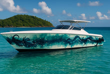 Load image into Gallery viewer, Inkstorm Kraken Boat Wrap – Ocean Ink Abstract Marine Vinyl Design for Offshore Boats, Cruisers &amp; Sport Fishing | Nautical Tentacle Art Wrap