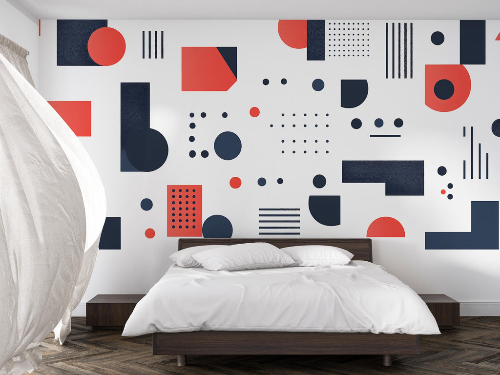 Modern Geometric Wall Decal for Office | Abstract Shapes Wall Sticker | Minimalist Workspace Decor | Large Removable Peel & Stick Mural