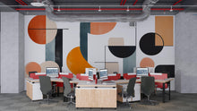 Load image into Gallery viewer, Modern Geometric Wall Decal for Offices – Abstract Shapes Vinyl Sticker Mural, Contemporary Workspace Decor, Large Removable Wall Art