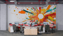Load image into Gallery viewer, Abstract Sunburst Paint Splash Wall Decal – Large Colorful Modern Art Mural Sticker for Office, Creative Studio, Bedroom &amp; Living Room