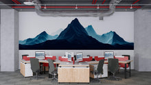Load image into Gallery viewer, Modern Mountain Wall Decal for Office or Home | Blue Landscape Wall Sticker | Large Scenic Mural | Removable Peel and Stick Wall Art
