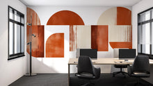 Load image into Gallery viewer, Modern Terracotta Geometric Wall Decal, Mid Century Shapes Large Wall Sticker, Boho Abstract Mural, Peel and Stick Office Home Decor
